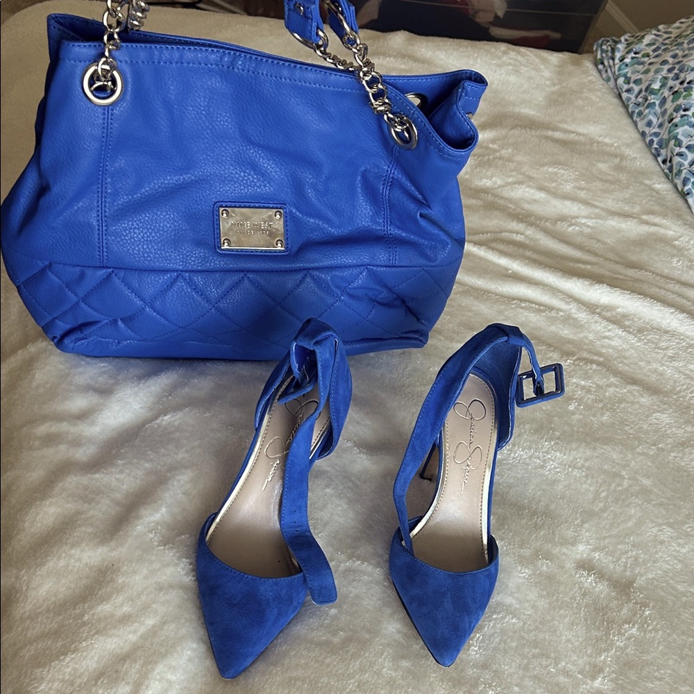 Nine West Blue Quilted Handbag